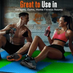 Exercise Mat 10 Pcs, Cushioned EVA Foam, Non-Skid, Blue/Green<SQUATZ Best