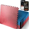 Exercise Mat 25 Pcs, Cushioned EVA Foam, Non-Skid, Red/Blue<SQUATZ Clearance
