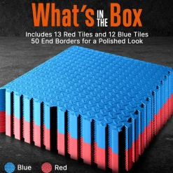 Exercise Mat 25 Pcs, Cushioned EVA Foam, Non-Skid, Red/Blue<SQUATZ Clearance
