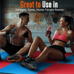 Exercise Mat 25 Pcs, Cushioned EVA Foam, Non-Skid, Red/Blue<SQUATZ Clearance