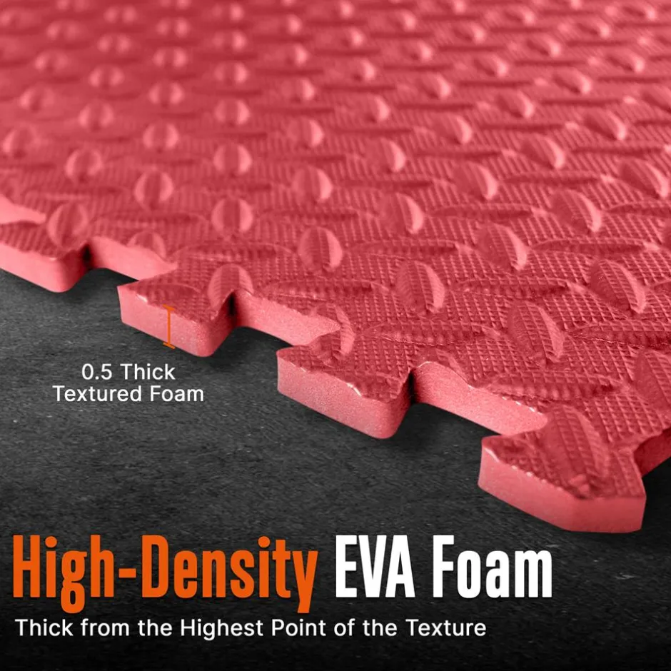 Exercise Mat 10 Pcs, Cushioned EVA Foam, Non-Skid, Red/Blue<SQUATZ New