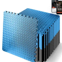 Exercise Mat 50 Pcs, Cushioned EVA Foam, Non-Skid, Easy Assembly, Blue<SQUATZ New