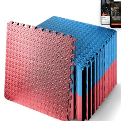 Exercise Mat 50 Pcs, Cushioned EVA Foam, Non-Skid, Red/Blue<SQUATZ Outlet