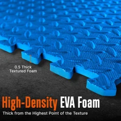 Exercise Mat 6-Piece Set, Cushioned EVA Foam, Non-Skid, Easy Assembly, Blue<SQUATZ Best