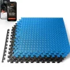 Exercise Mat 6-Piece Set, Cushioned EVA Foam, Non-Skid, Blue/Black<SQUATZ Online