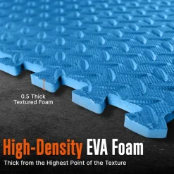 Exercise Mat 6-Piece Set, Cushioned EVA Foam, Non-Skid, Blue/Black<SQUATZ Online