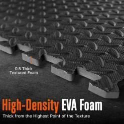 Exercise Mat 6-Piece Set, Cushioned EVA Foam, Non-Skid, Easy Assembly<SQUATZ