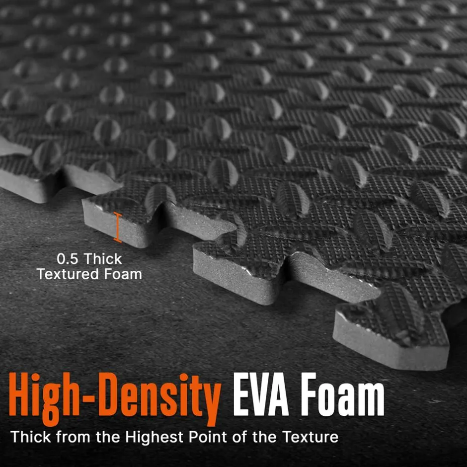 Exercise Mat 6-Piece Set, Cushioned EVA Foam, Non-Skid, Easy Assembly<SQUATZ