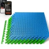Exercise Mat 6-Piece Set, Cushioned EVA Foam, Non-Skid, Blue/Green<SQUATZ Online