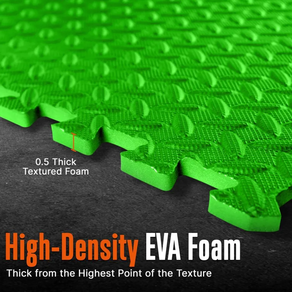Exercise Mat 6-Piece Set, Cushioned EVA Foam, Non-Skid, Blue/Green<SQUATZ Online