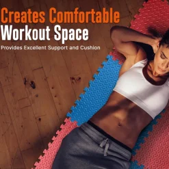 Exercise Mat Set, Cushioned EVA Foam, Non-Skid, Easy Assembly, Red/Blue<SQUATZ Discount
