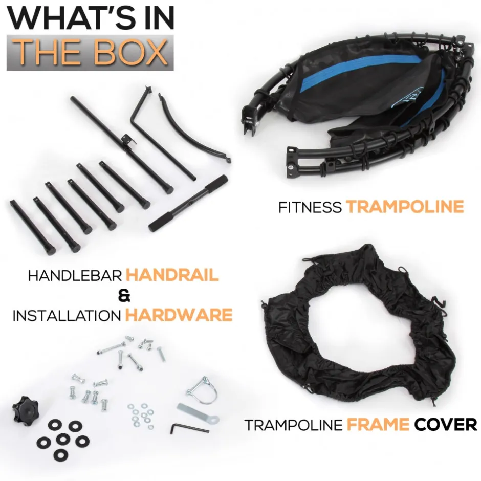 Foldable Mini Trampoline, Aerobic Fitness, Adjustable Handrail, 264 lbs Capacity<SereneLife Discount