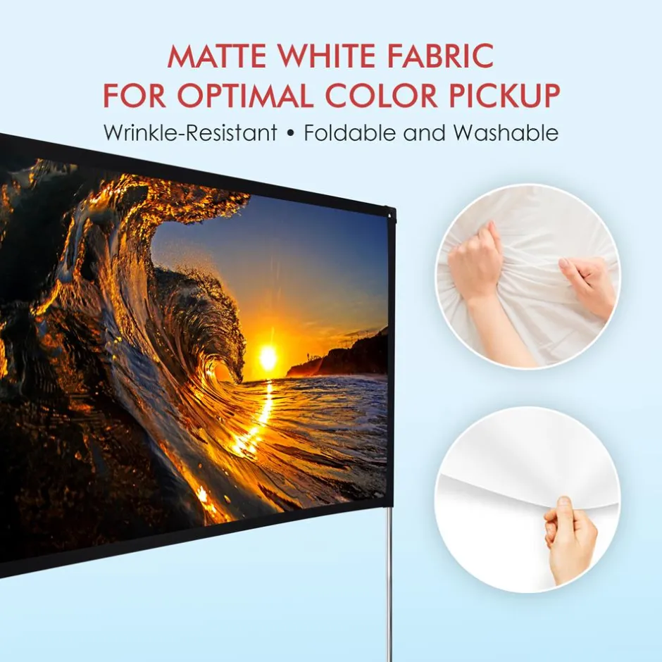 Foldable Projector Screen 120" HD 4K Matte White Wrinkle-Resistant<Pyle Discount