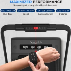 Foldable Treadmill & Walking Pad, 2.5 HP, 7.6 MPH, Easy Storage, 265lbs Capacity<SereneLife Sale