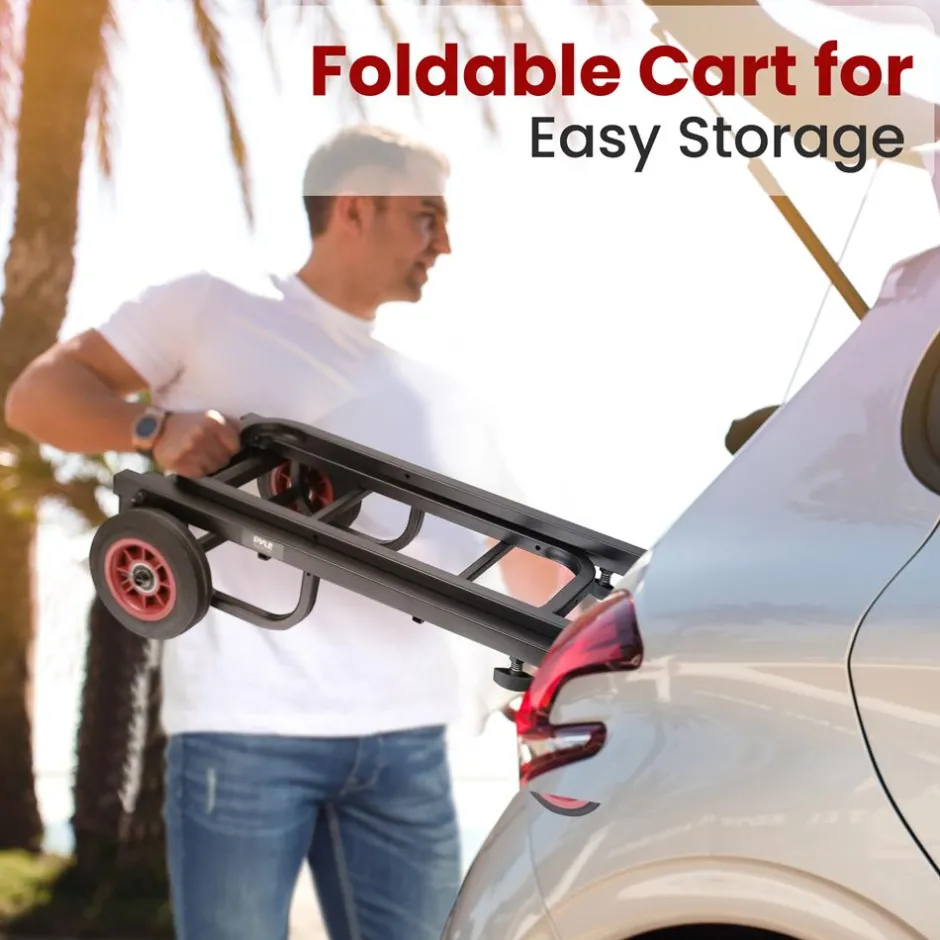 Folding Equipment Cart, 8-in-1 Convertible, R-Trac Wheels, Steel<Pyle Clearance