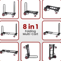 Folding Equipment Cart, 8-in-1 Convertible, R-Trac Wheels, Steel<Pyle Clearance