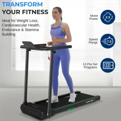 Folding Treadmill for Weight Loss, 2.5 HP Motor, Shock Absorption, White LED<SereneLife Hot