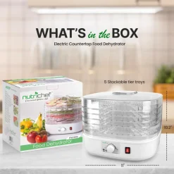 Food Dehydrator for Efficient Preservation, 5 Trays, High-Heat Circulation<NutriChef Clearance
