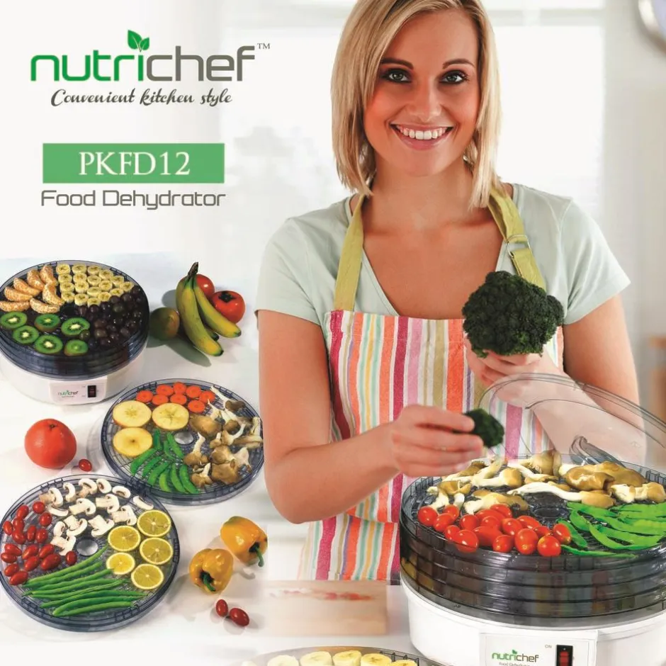 Food Dehydrator Machine, Even Dehydration, 5 Easy-Clean Trays, White<NutriChef Best