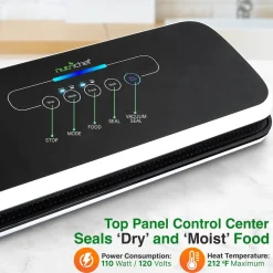 Food Vacuum Sealer - Extends Shelf Life, High Suction, LED Touch Controls<NutriChef Online