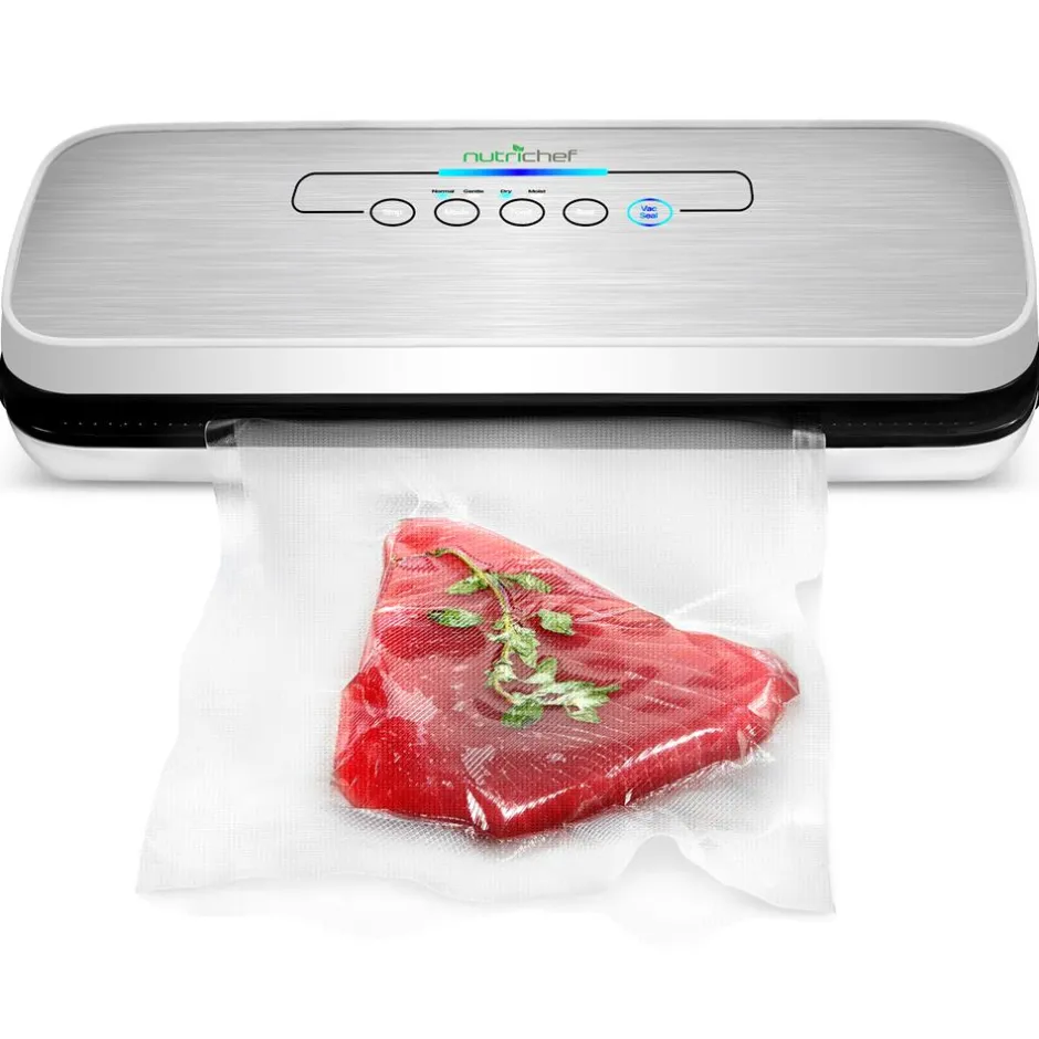 Food Vacuum Sealer - Extend Shelf Life, High Suction, Silver<NutriChef Clearance