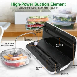 Food Vacuum Sealer - Extend Shelf Life, High Suction, Silver<NutriChef Clearance