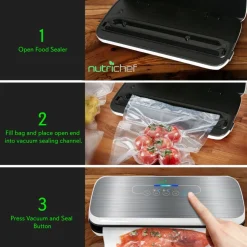 Food Vacuum Sealer - Extend Shelf Life, High Suction, Silver<NutriChef Clearance