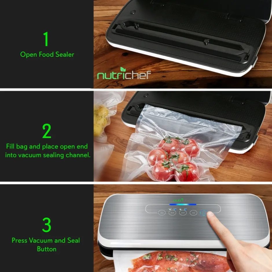 Food Vacuum Sealer - Extend Shelf Life, High Suction, Silver<NutriChef Clearance