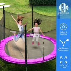 10FT Outdoor Trampoline, Safe Jumping, Reinforced Mat, Pink<SereneLife Sale