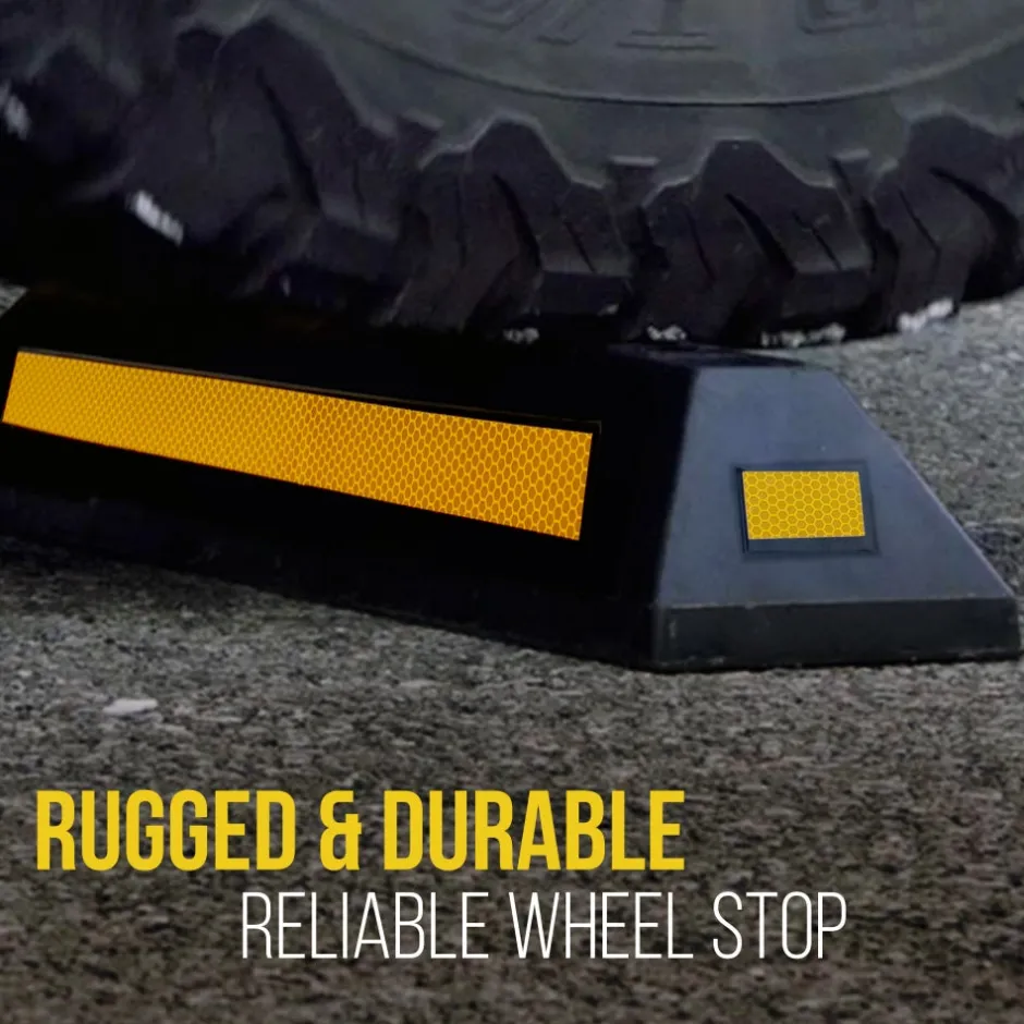 Garage Vehicle Stopper, Parking Safety, Heavy-Duty Rubber, Yellow Strip<Pyle Sale
