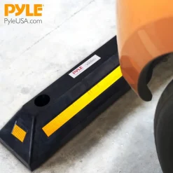 Garage Vehicle Stopper, Parking Safety, Heavy-Duty Rubber, Yellow Strip<Pyle Sale