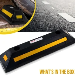 Garage Vehicle Stopper, Parking Safety, Heavy-Duty Rubber, Yellow Strip<Pyle Sale