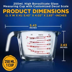 Glass Measuring Cup 250ml - Precise Pouring, Borosilicate, Clear<NutriChef New