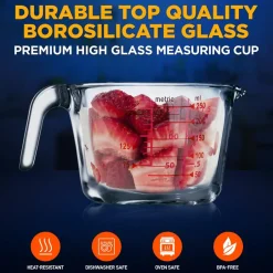 Glass Measuring Cup 250ml - Precise Pouring, Borosilicate, Clear<NutriChef New