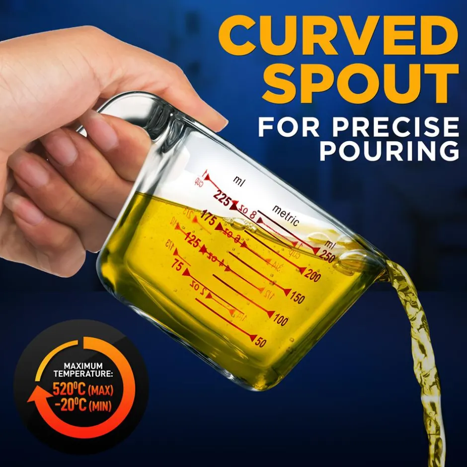 Glass Measuring Cup 250ml - Precise Pouring, Borosilicate, Clear<NutriChef New