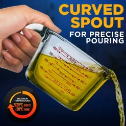 Glass Measuring Cup 500ml Precise Pouring Borosilicate Glass<NutriChef Online