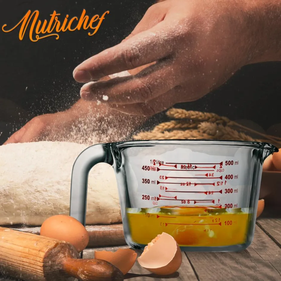 Glass Measuring Cup 500ml Precise Pouring Borosilicate Glass<NutriChef Online