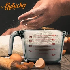 Glass Measuring Cup 1000ml Precise Pouring Borosilicate Heat-Resistant<NutriChef