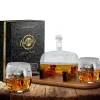 Glass Whiskey Decanter Set - Enhances Flavor - 750ml Barrel Design<NutriChef Sale