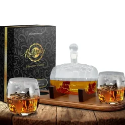 Glass Whiskey Decanter Set - Enhances Flavor - 750ml Barrel Design<NutriChef Sale