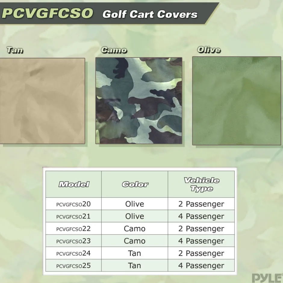 Golf Cart Cover All-Weather Protection Water Repellent Olive<Pyle Clearance