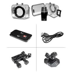 HD Action Camera 1080P Waterproof 12MP Touch Screen Silver<Pyle