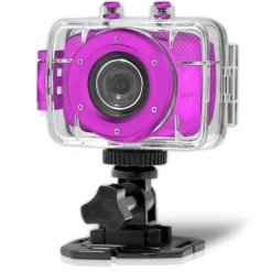 HD Sport Action Camera 720p Touch Screen Waterproof Case Pink<Pyle New