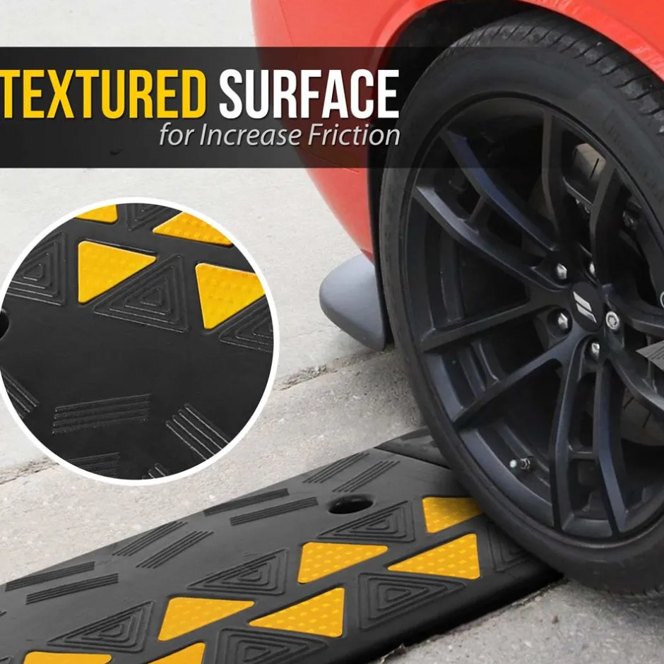 Heavy-Duty Curbside Ramp Set, 55,000 lbs Capacity, Yellow Reflective<Pyle Hot