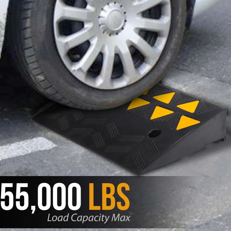 Heavy-Duty Curbside Ramp Set, 55,000 lbs Capacity, Yellow Reflective<Pyle Hot