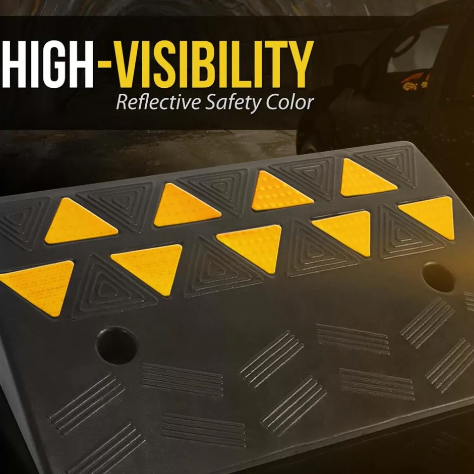 Heavy-Duty Curbside Ramp Set, 55,000 lbs Capacity, Yellow Reflective<Pyle Hot