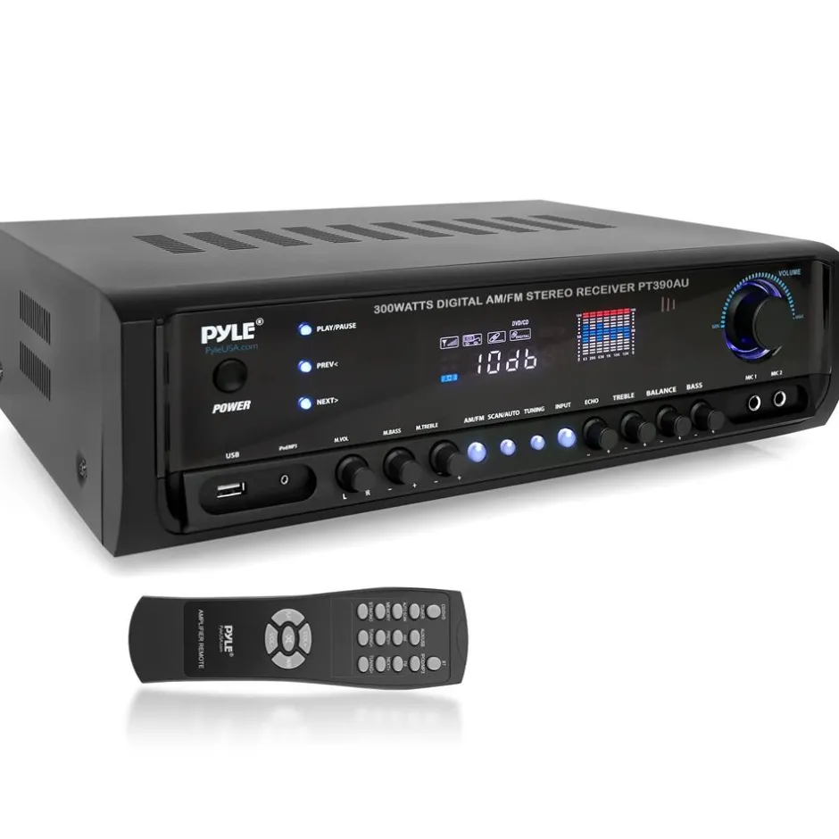 Home Audio Amplifier System 300W 4-Channel USB/AUX/MP3 Receiver<Pyle Discount