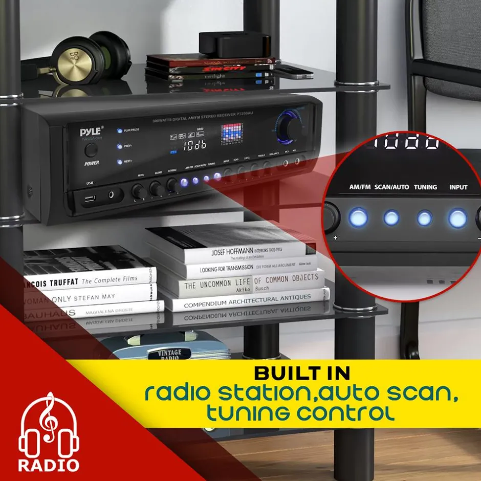 Home Audio Amplifier System 300W 4-Channel USB/AUX/MP3 Receiver<Pyle Discount