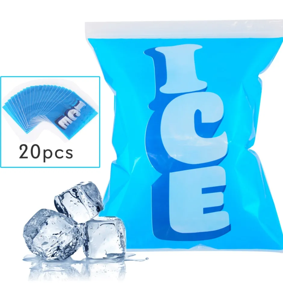 Ice Bag Cooler Pouches - Reusable Ziplock Seal, Holds 9lbs, 20 Pack<NutriChef Clearance