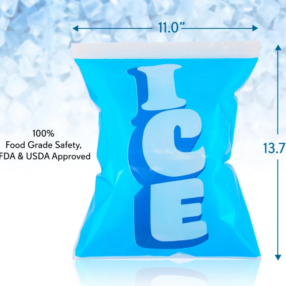 Ice Bag Cooler Pouches - Reusable Ziplock Seal, Holds 9lbs, 20 Pack<NutriChef Clearance